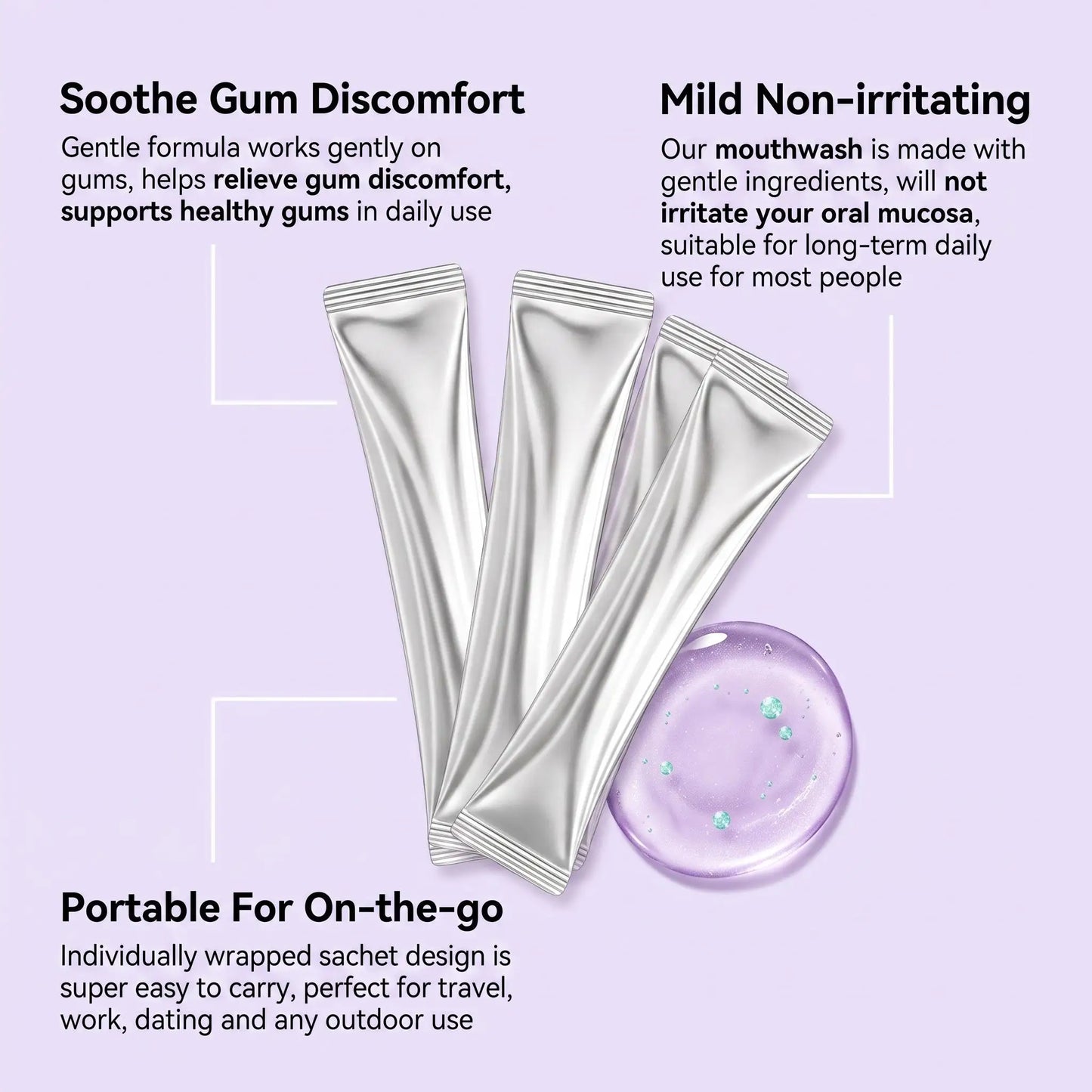 Purple Tooth Whitening Mouthwash Removes Stubborn Stains Long Lasting Fresh Breath Protect Enamel Gentle Cleansing Travel-Sized Oral Care Mouthwash