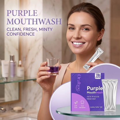 Purple Tooth Whitening Mouthwash Removes Stubborn Stains Long Lasting Fresh Breath Protect Enamel Gentle Cleansing Travel-Sized Oral Care Mouthwash