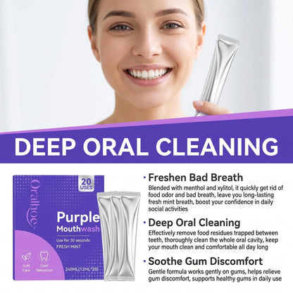 Purple Tooth Whitening Mouthwash Removes Stubborn Stains Long Lasting Fresh Breath Protect Enamel Gentle Cleansing Travel-Sized Oral Care Mouthwash
