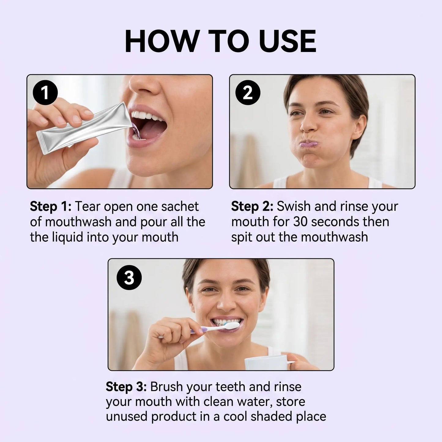 Purple Tooth Whitening Mouthwash Removes Stubborn Stains Long Lasting Fresh Breath Protect Enamel Gentle Cleansing Travel-Sized Oral Care Mouthwash