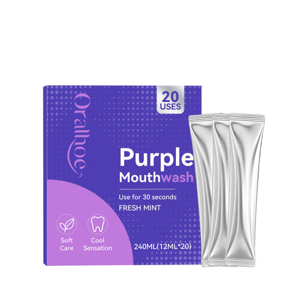 Purple Tooth Whitening Mouthwash Removes Stubborn Stains Long Lasting Fresh Breath Protect Enamel Gentle Cleansing Travel-Sized Oral Care Mouthwash